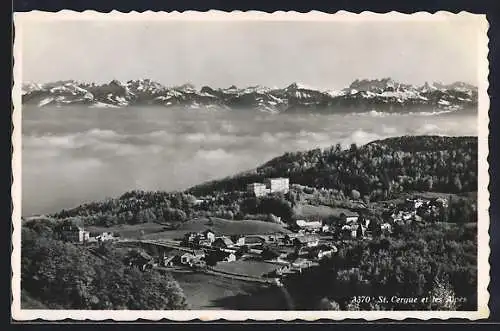 AK St. Cergue, Panorama et les Alpes