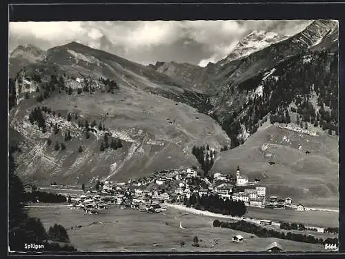 AK Splügen, Teilansicht mit Bergen