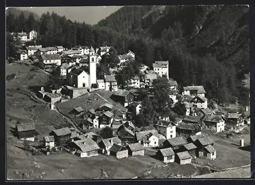 AK Bosco Gurin im Tessin, Dorfansicht mit Kirche