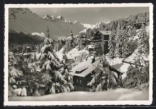 AK Arosa-Dorf, Ortspartie bei Neuschnee