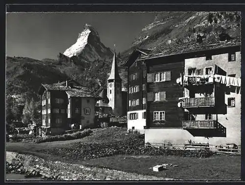 AK Zermatt, Ortspartie mit Matterhorn