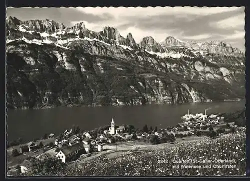 AK Quarten /St.-Galler-Oberland, Teilansicht mit Walensee und Churfirsten