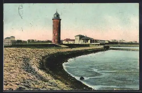 AK Cuxhaven, Leuchtturm und Seepavillon