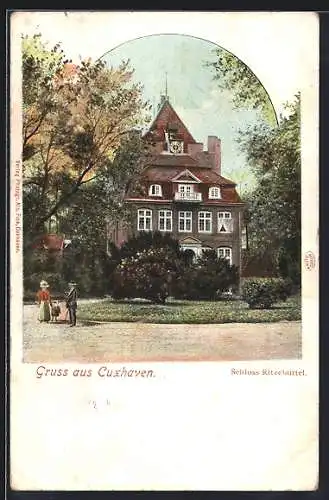 AK Cuxhaven, Schloss Ritzebüttel mit Grünanlagen