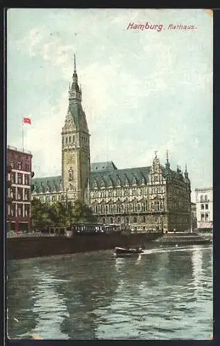 AK Hamburg, Uferpartie am Rathaus