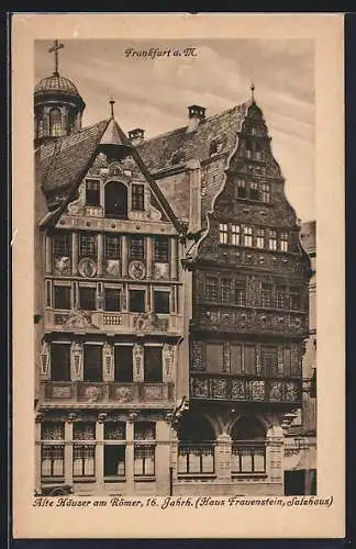 AK Alt-Frankfurt, Alte Häuser am Römer, Haus Frauenstein u. Salzhaus