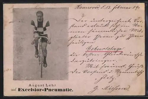 AK Radsportler August Lehr auf Excelsior-Pneumatic