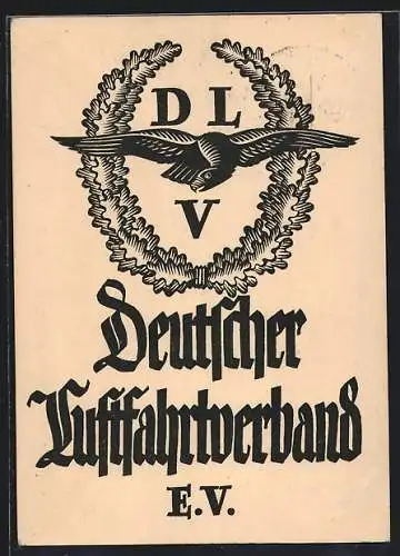 Künstler-AK Mühlhausen / Pforzheim, Bad.-Württ. Segelflugwettbewerb 1926, DLV Wappen