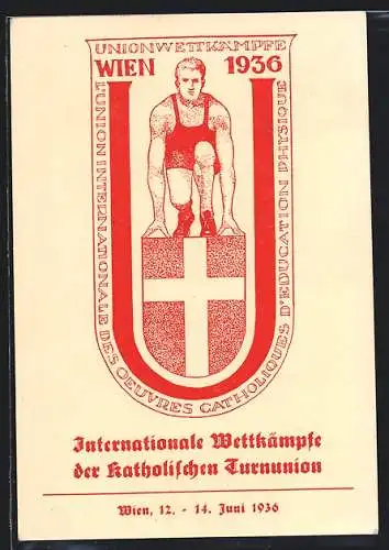 AK Wien, Internationale Wettkämpfe der katholischen Turnunion, 12. - 14. Juni 1936, Wappen eines Läufers