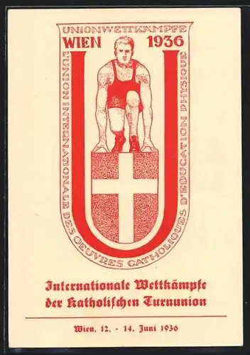 AK Wien, Internationale Wettkämpfe der katholischen Turnunion, 12. - 14. Juni 1936, Wappen eines Läufers