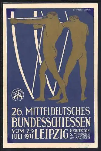 Künstler-AK Leipzig, 26. Mitteldeutsches Bundesschiessen 1911