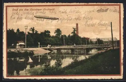 AK Spandau, Zeppelin über dem Stadtwald