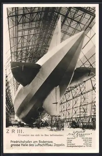 AK Friedrichshafen, gr. Halle des Luftschiffbau Zeppelin, Luftschiff Graf Zeppelin LZ 127