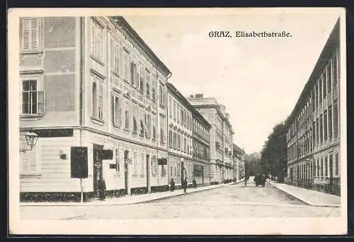 AK Graz, Elisabethstrasse mit Passanten