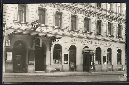 Foto-AK Wien, Restaurant Grünes Tor, Lerchenfelderstrasse 14