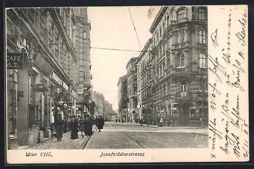 AK Wien, Josefstädterstrasse mit Cafe