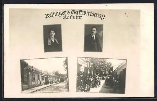 AK Rodaun, Gasthaus Reifinger, Hof, Wirtspaar