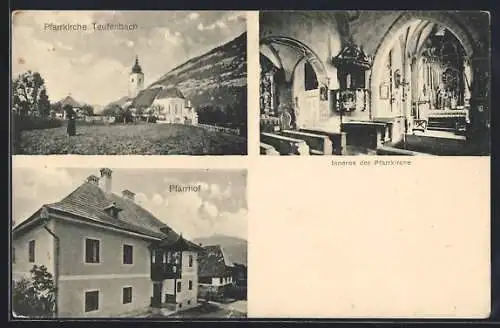 AK Teufenbach /Stmk., Pfarrkirche, Pfarrhof, Inneres der Kirche