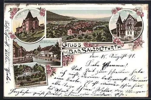 Lithographie Bad Salzdetfurth, Kinderheilanstalt, Villa Thiele, Logirhaus