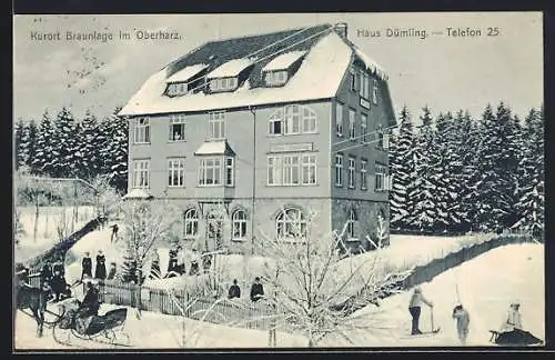 AK Braunlage im Oberharz, Hotel Haus Dümling im Winter