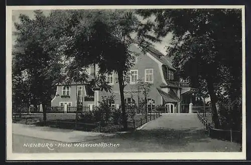 AK Nienburg / Weser, Ansicht vom Hotel Weserschlösschen