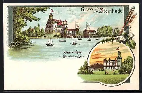 Lithographie Steinhude, Strandhotel am Steinhuder Meer