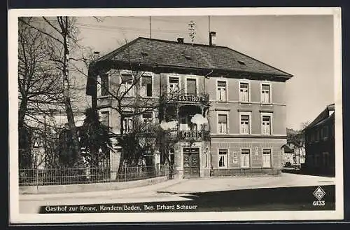 AK Kandern /Baden, Gasthof zur Krone v. Erhard Schauer