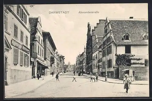 AK Darmstadt, Blick in die Alexanderstrasse