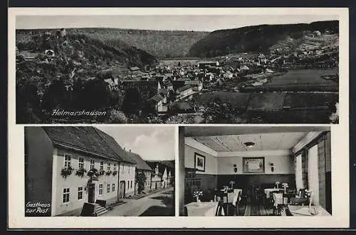 AK Helmarshausen, Gasthaus zur Post von Georg Schindewolf und Panorama