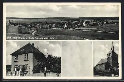 AK Birkenbringhausen /Frankenberg, Schule, Kirche und Panorama