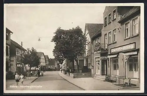 AK Bebra, Nürnbergerstrasse mit Geschäft von Carl Fröhling