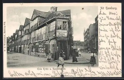 AK Hamburg-Neustadt, Ecke Kräthestrasse (Pilatuspool) und Kurze Strasse