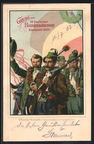 AK Hannover, 14. Deutsches Bundesschiessen 1903, Zug der Schützen