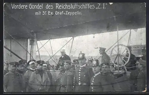 AK Vordere Gondel des Reichsluftschiffes Z. I. mit Graf von Zeppelin