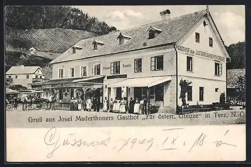 AK St. Aegyd am Neuwalde, Terz, Josef Maderthoners Gasthof zur österr. Grenze