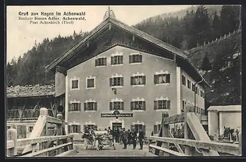 AK Achenkirch, Gasthaus Hagen zum Achenwald, Bes. Simon Adler