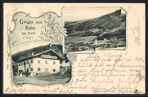 AK Rinn bei Hall, Gasthof zur Arche, Ortsansicht