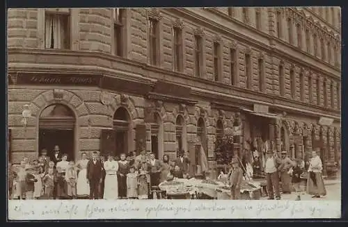 Foto-AK Wien, Markt am Café Johann Kraus in der Brunnengasse