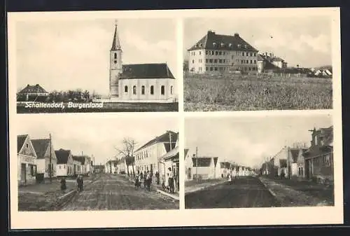 AK Schattendorf, Kirche und Strassenpartie