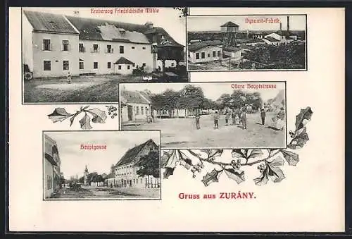 AK Zurány, Dynamit-Fabrik, Erzherzog Friedrichsche Mühle, Obere Hauptstrasse