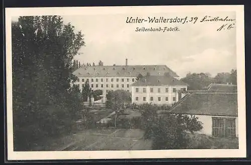 AK Ebreichsdorf, Unter-Waltersdorf, Die Seidenband-Fabrik aus der Vogelschau