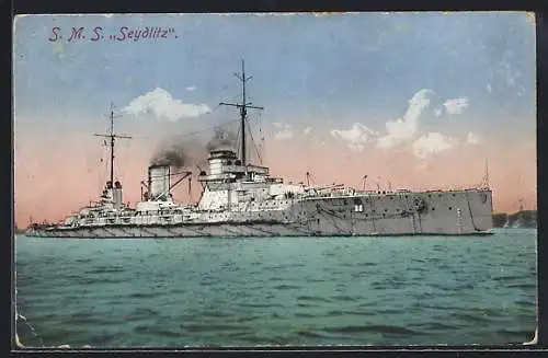 AK Kriegsschiff S.M.S. Seydlitz auf dem Meer