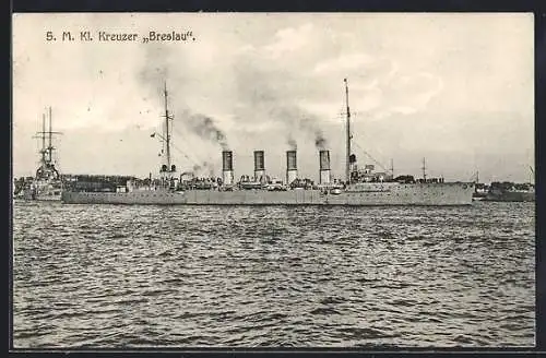 AK S.M. Kleiner Kreuzer Breslau vor der Stadt