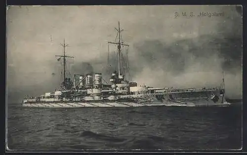 AK Kriegsschiff SMS Helgoland bei unruhiger See