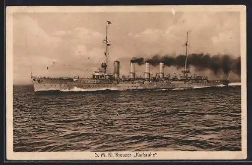 AK Kriegsschiff SM Kl. Kreuzer Karlsruhe