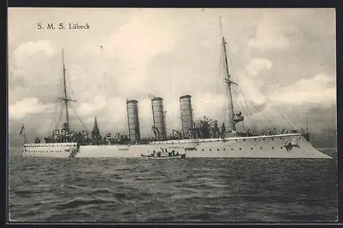 AK Kriegsschiff S.M.S. Lübeck auf hoher See