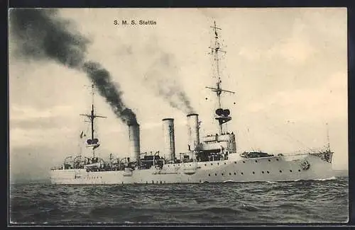 AK Kriegsschiff SMS Stettin auf hoher See