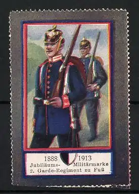 Reklamemarke Jubiläums-Militärmarke 1888-1913, 2. Garde-Regiment zu Fuss