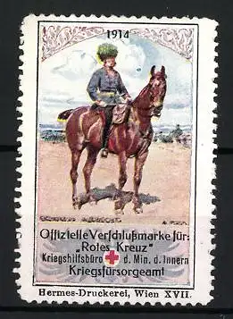 Reklamemarke Wien, Offizielle Verschlussmarke 1914, Reiter auf Pferd