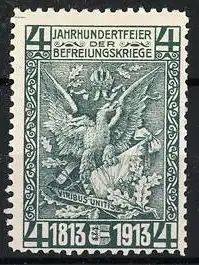 Reklamemarke Jahrhundertfeier der Befreiungskriege 1813-1913, Adler und Wappen